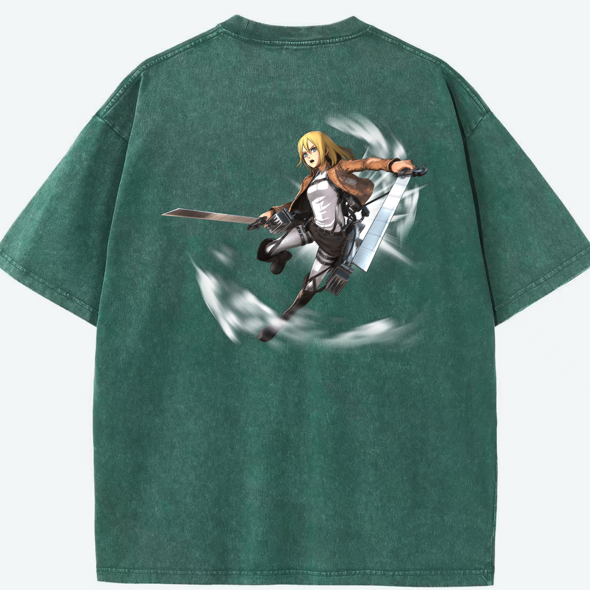 （画像用） 進撃の巨人 クリスタ·レンズ Attack on Titan Christa Lenz 綿100% ヴィンテージ風 半袖Tシャツ（背面プリント）